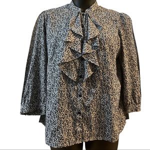 George 16/18 Ruffle Neck Pattern Navy Blue and Gray